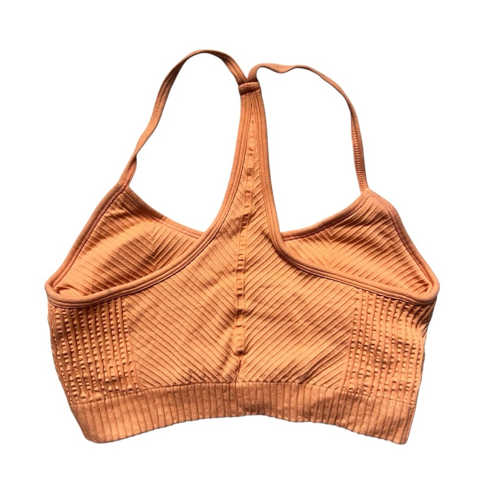 Orange Ribbed Athletic Sport Bra Short Set Size S - Picture 3 of 5